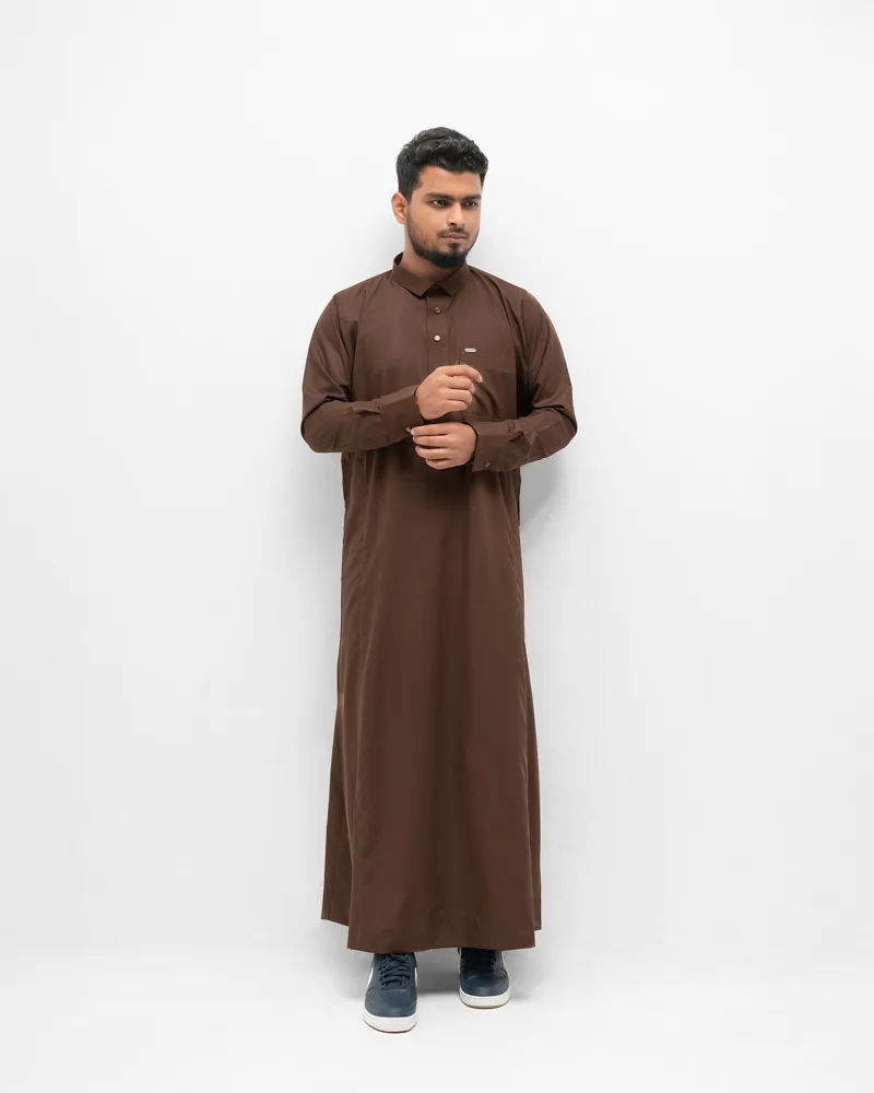 Arabian Platinum Thobe | Caramel Brown - Image 8