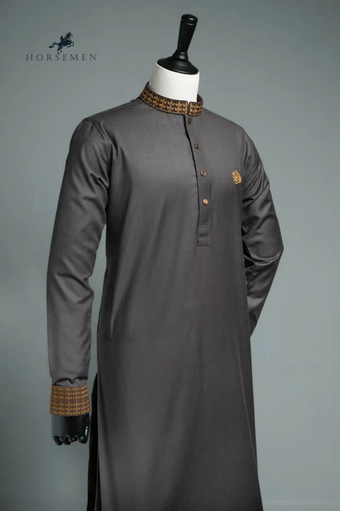 Horsemen Panjabi-Tropical Suiting Twill Fabric - Taupe Brown - Image 3