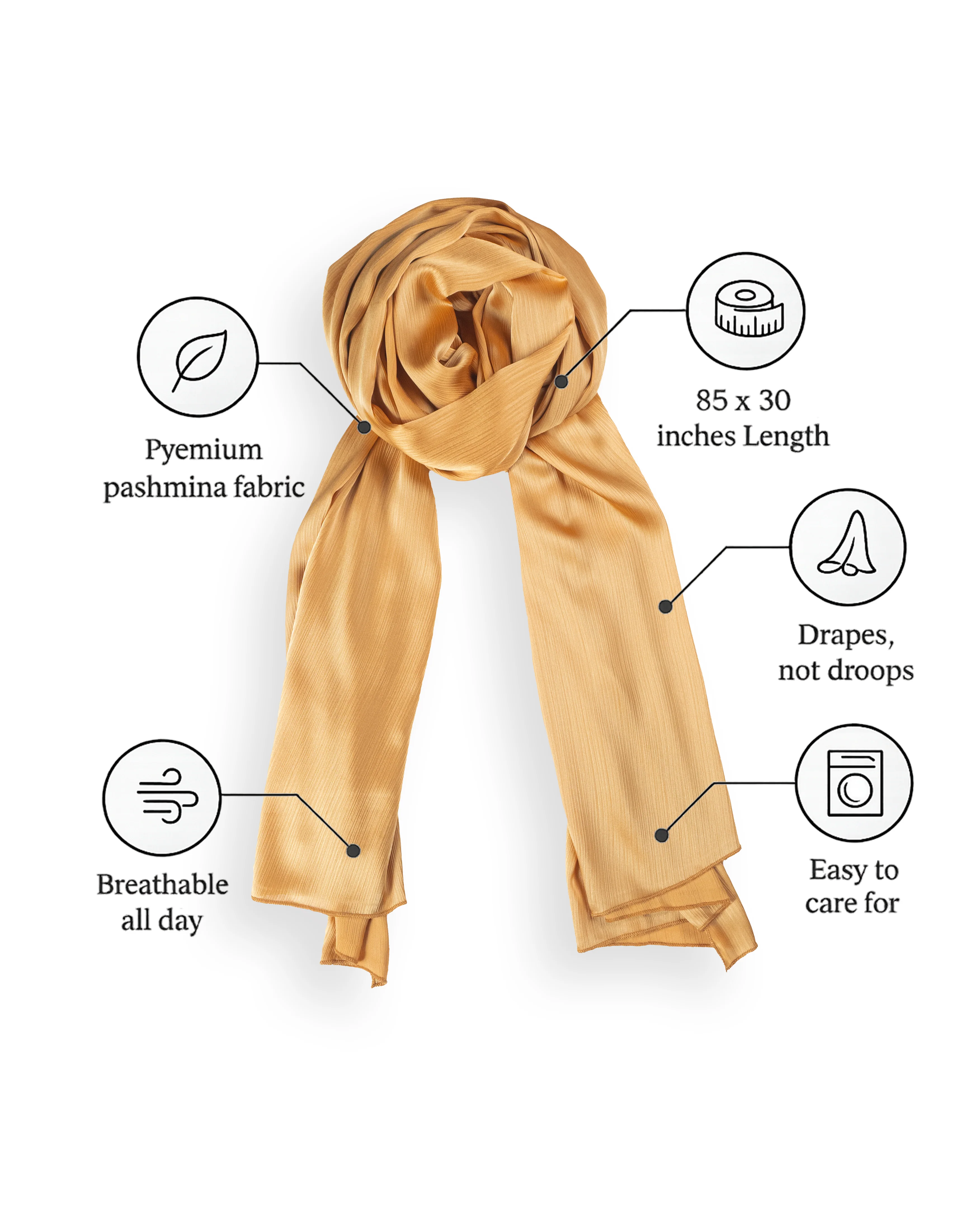 Pashmina Hijab Metallic Golden (PMG) - Image 2