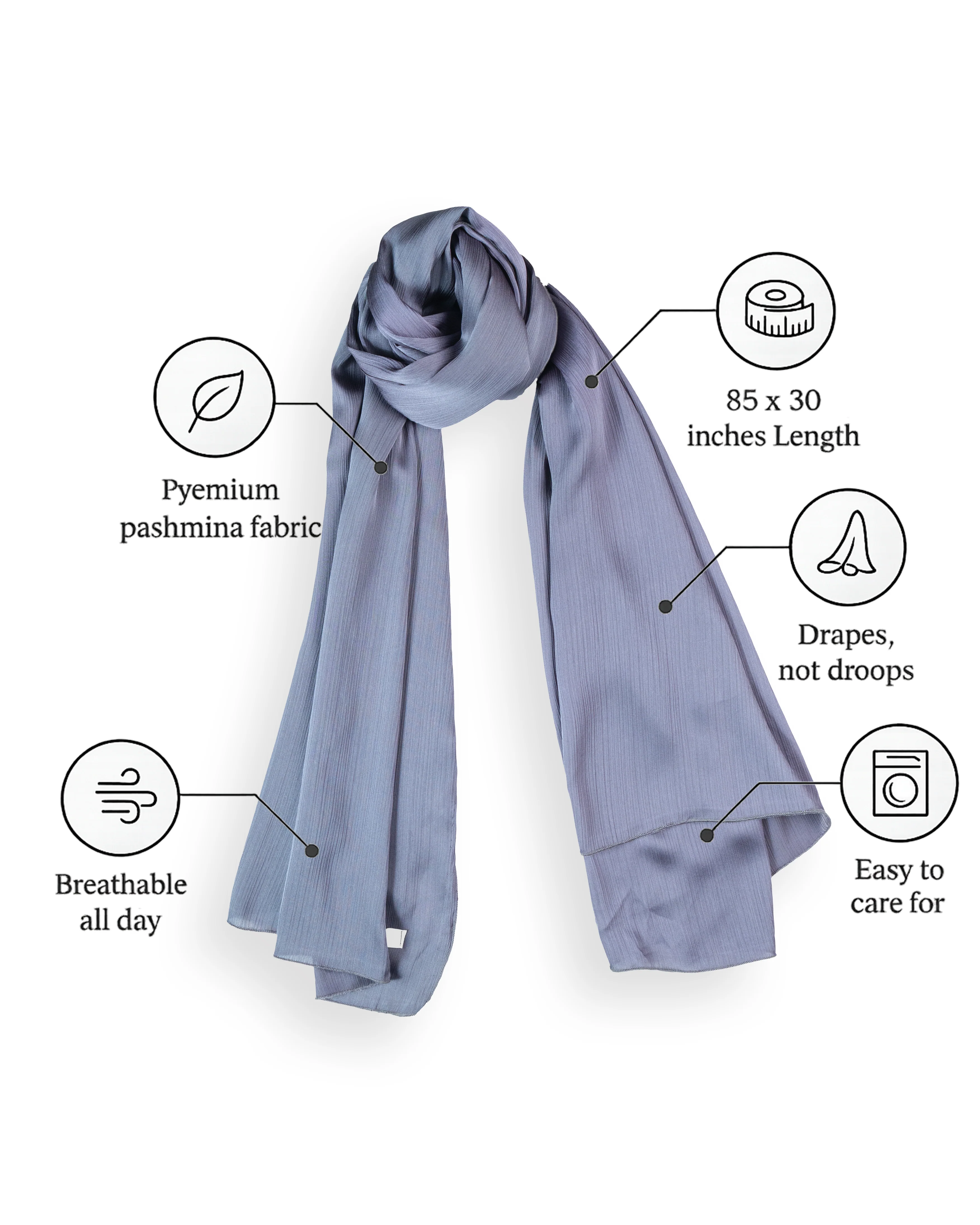 Pashmina Hijab Slate Gray (PSG) - Image 2
